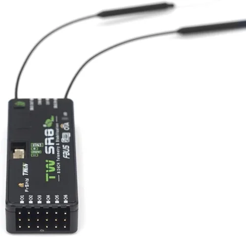 Vista 6 de FrSky TW GR8 Receptor dual de 2.4 GHz con sensor Vario 8 salidas PWM Redundante SBUS Telemetría RC Glider Compatible con FBUS/S.Port OTA actualizable