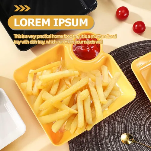 Vista 4 de Housoutil Bandeja cuadrada para papas fritas con asas resistentes para aperitivos decorativos para servir alimentos