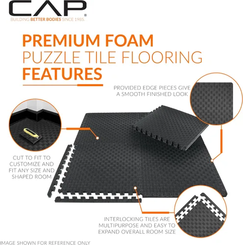 Vista 10 de CAP Puzzle Exercise Mats 1/2” Thick EVA Interlocking Foam Tiles for Home Gym Flooring Multiple Options