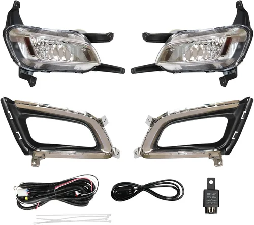 Vista 9 de Para 2014 2015 Kia Optima luces antiniebla halógenas w/biseles izquierdo+lado derecho 1 par carcasa cromada lente transparente