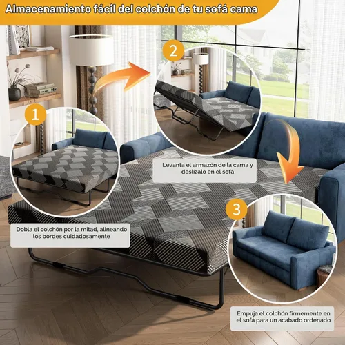 Vista 5 de Colchón de espuma viscoelástica de gel de 4 pulgadas tamaño matrimonial, repuesto de colchón para sofá, cama, habitaciones de invitados, caravanas