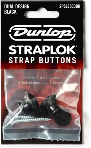 Vista 2 de Jim Dunlop Straplok Juego de botones de correa de doble diseño - Correa de cuerpo de níquel negro