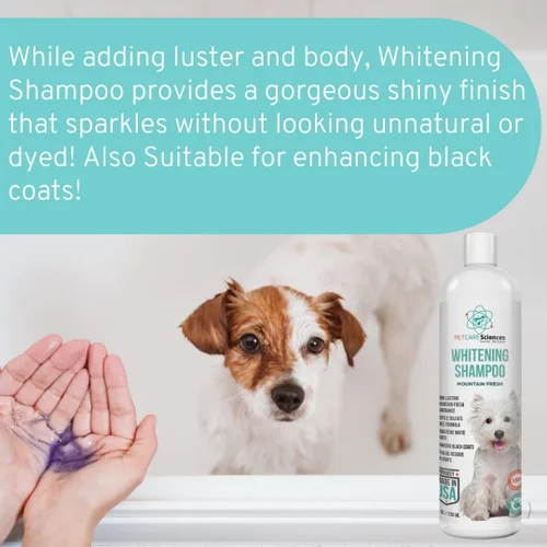 Vista 4 de Champú blanqueador para perros de 8 onzas líquidas – Champú para perros blancos – Champú para cachorros para abrigos blancos – Blanqueador de pelo