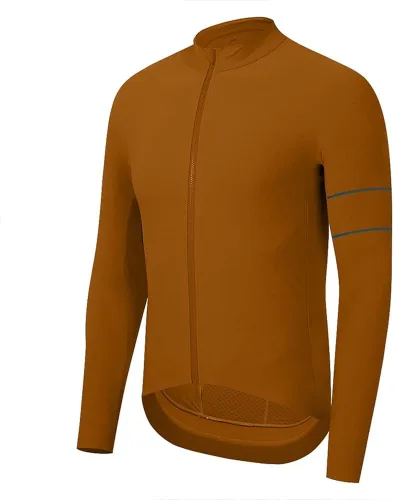 Vista 2 de YKYWBIKE Camisetas de ciclismo de manga larga de forro polar para mantener el calor, chaquetas de ciclismo para hombre, suéter de ciclismo