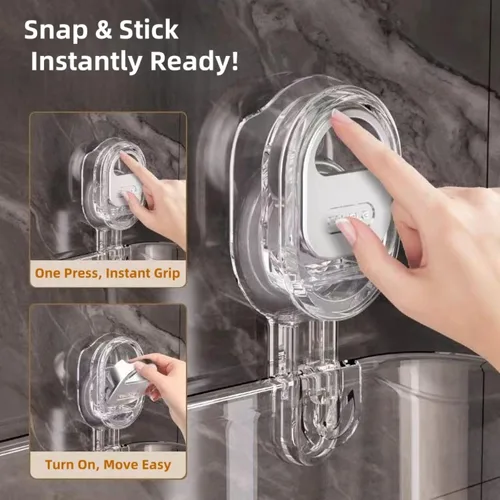 Vista 5 de Organizador de ducha de baño transparente, estante de almacenamiento de montaje en pared con ventosas, estante de almacenamiento de baño 12.7 x 4.5