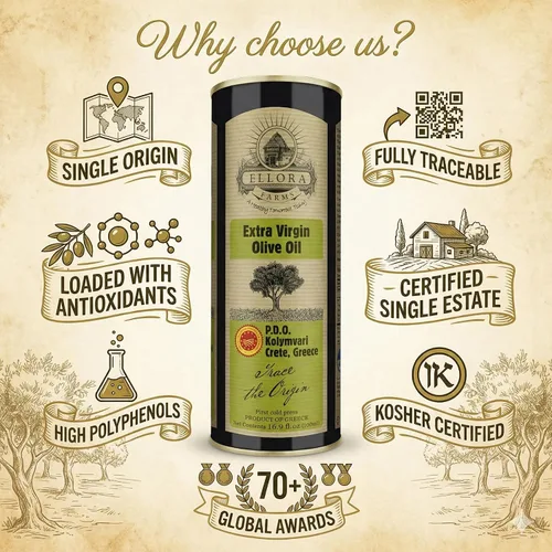 Vista 3 de Ellora Farms, Aceite de oliva virgen extra griego, DOP con certificación de finca única, ganador del premio de oro múltiple, rastreable, primera