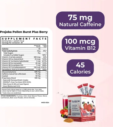Vista 3 de Youngevity Pollen Burst Strawberry Acai Energy Drink Mix, caja de 30