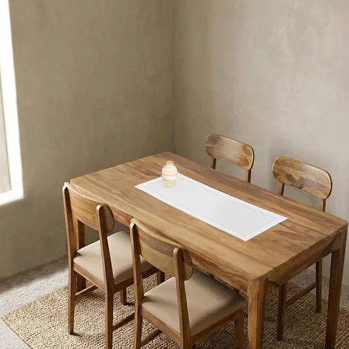 Vista 2 de Solino Home - Camino de mesa de lino con punto vainica, manteles individuales y servilletas