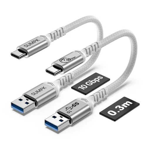 Vista 12 de Android Auto & CarPlay - Cable USB C de 10 Gbps 60 W PD de 1.5 pies (paquete de 2, negro), USB 3.1 Gen 2 a USB-A, cable de carga rápida compatible