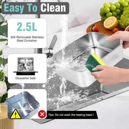 Vista 5 de Lonchera eléctrica súper grande de 3,5 L, calentador de alimentos, lonchera térmica para adultos y hombres con doble capa