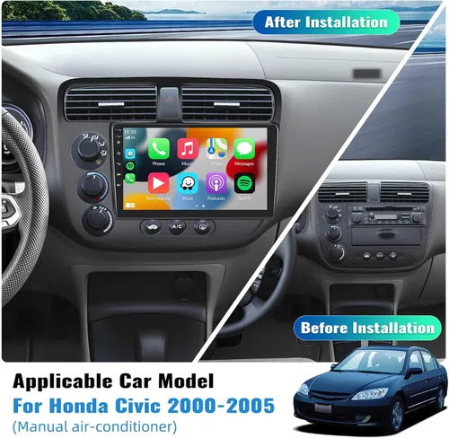 Vista 2 de 1G+32G para Honda Civic 2000 2001 2002 2003 2004 2005 Android Car Stereo con CarPlay Android Auto 9 "Pantalla táctil Bluetooth Radio de coche