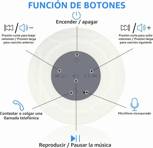 Vista 5 de Altavoz de ducha Bluetooth impermeable portátil inalámbrico resistente al agua altavoz ventosa, micrófono integrado regalos para niños, altavoz