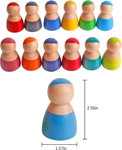 Vista 6 de Dinhon Muñecas de madera Rainbow Friends y figuras de juego para niños pequeños