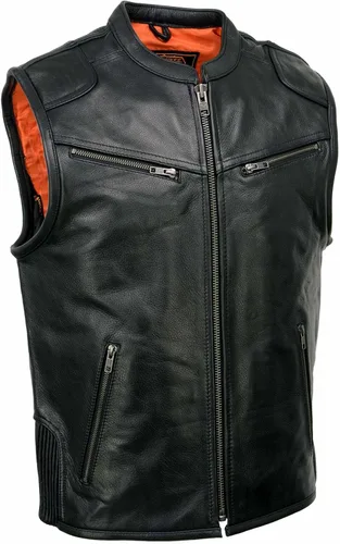 Vista 4 de Milwaukee Leather MLM3502 - Chaleco de cuero con cremallera para hombre