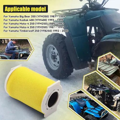 Vista 6 de Kit de filtro de aire, guía y tapa final para Yamaha Big Bear 350 Moto-4 250 350 Timberwolf 250 YFB250 1987-2000 Kodiak 400 YFM400FW 1993-1999