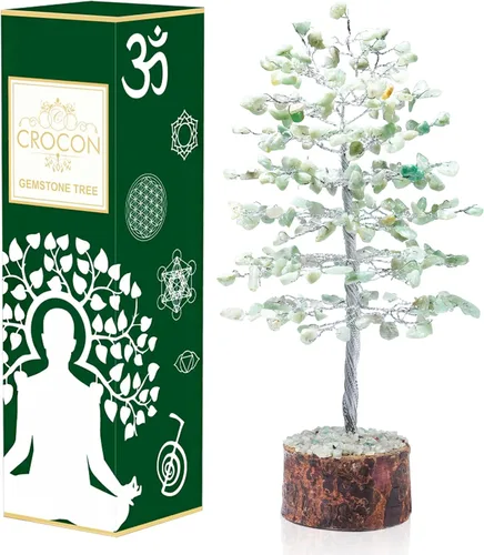 Vista 16 de Árbol de la vida de chakras de aventurina amarilla, árbol de cristal para energía positiva, decoración de Feng Shui, árbol de piedras preciosas