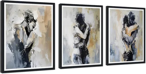 Vista 85 de Novatique 3 piezas de arte de pared sexy en blanco y negro para parejas desnudas, decoración de pared abstracta de amor para mujeres y hombres, arte