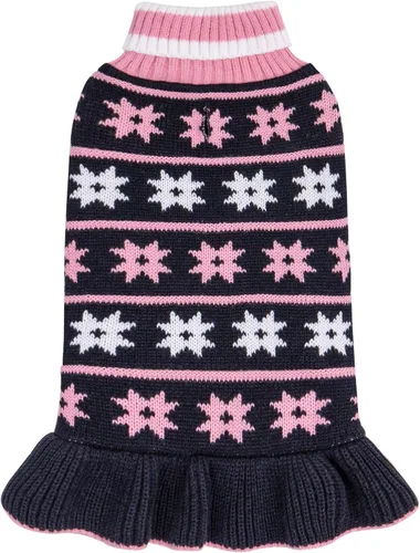 Vista 10 de KYEESE Suéteres para Perros con Agujero para la Correa Suéter Vestido Pequeño de Cuello Alto para Perros para Hembra Tejido de Lunares Cálido Ropa