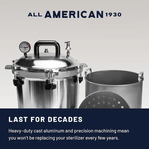 Vista 6 de All American 1930 1925X Esterilizador - 25 qt - Esterilizador no eléctrico - Adecuado para cualquier fuente de calor - Incluye estante - Fabricado