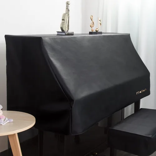 Vista 3 de La cubierta vertical para piano mantiene tu teclado seguro con nuestro paño para cubierta antipolvo (negro)