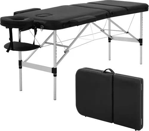 Vista 14 de Mesa de masaje, cama de masaje de 73 pulgadas, altura ajustable, 2 pliegues, de aluminio, de piel sintética, para belleza, spa, con funda
