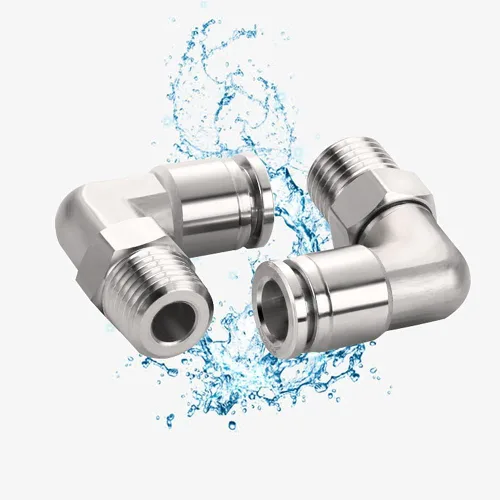 Vista 3 de Paquete de 2 codos neumáticos macho de acero inoxidable 304 de 1/2 pulgada de diámetro exterior x 1/2 pulgada NPT rosca para conectar accesorios