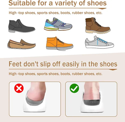 Vista 5 de KALIONE Elevadores de talón, plantillas de gel que aumentan la altura, elevadores de zapatos suaves para piernas irregulares, elevadores de zapatos
