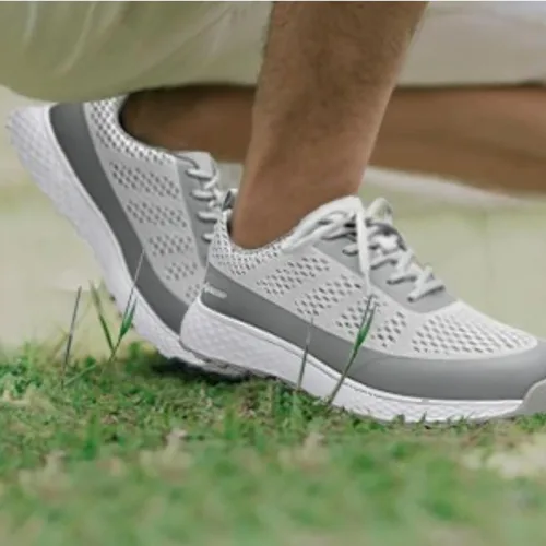 Vista 6 de KESCOO Zapatos de golf impermeables para hombre, calzado de golf profesional sin pinchos, ligero y cómodo al aire libre, zapatillas de entrenamiento