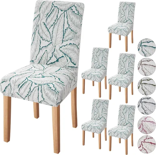 Vista 34 de Fuloon Paquete de 4 Fundas Protectoras para Asientos de Sillas de Comedor Super Ajustadas Elásticas Extraíbles Lavables Cortas para Hotel, Comedor