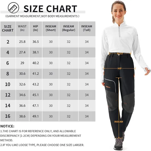 Vista 6 de URBEST Pantalones de esquí de nieve para mujer, impermeables, con forro polar, para senderismo, snowboard, con aislamiento de softshell