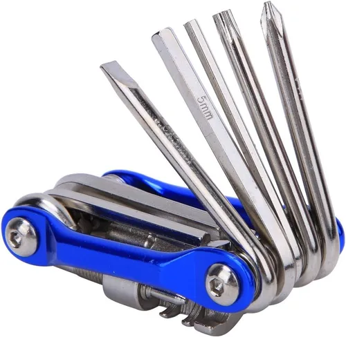Vista 7 de plplaaoo Kit de herramientas de reparación de bicicleta de montaña, multiherramienta de bicicleta de metal ligero, juego de herramientas