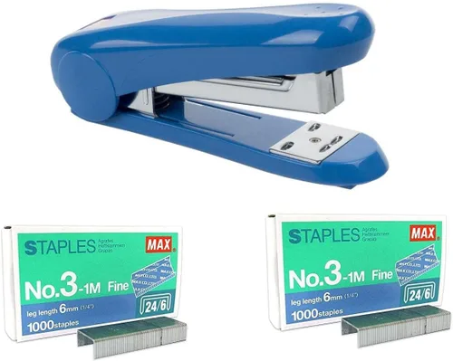 Vista 4 de PLESIU MEselected MAX No.3-1M - Grapas planas (24/6) para oficina, 4 cajas (4,000 grapas), color plateado