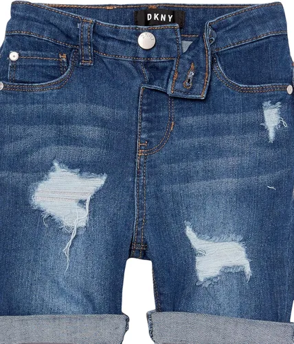 Vista 3 de DKNY Pantalones cortos clásicos de mezclilla con 5 bolsillos para niña