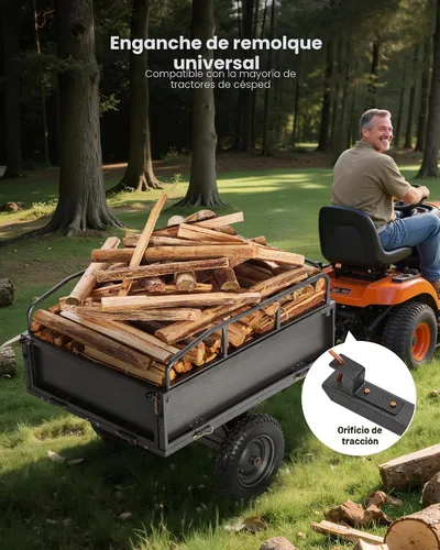 Vista 2 de VEVOR 10 pies cúbicos y 500 libras de remolque para ATV con función de descarga, remolque de utilidad para UTV de carga pesada, remolque de descarga