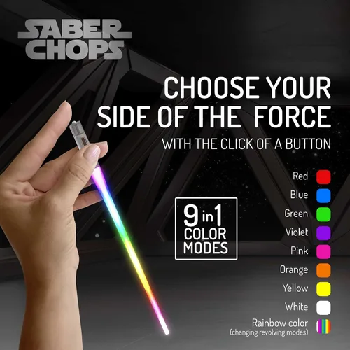 Vista 4 de Lightsable - Palillos de sable de sable de luz LED con luz brillante, palillos de sable de sushi, reutilizables, divertidos, Geeky Starwars, juego