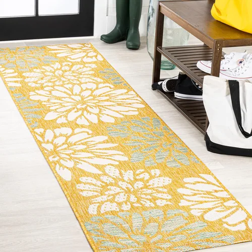 Vista 40 de JONATHAN Y Alfombra Corredor de Tejido Texturizado Floral para Interiores y Exteriores 2X8 Marrón/Crema, Zinnia Moderna para Patio Trasero, Patio
