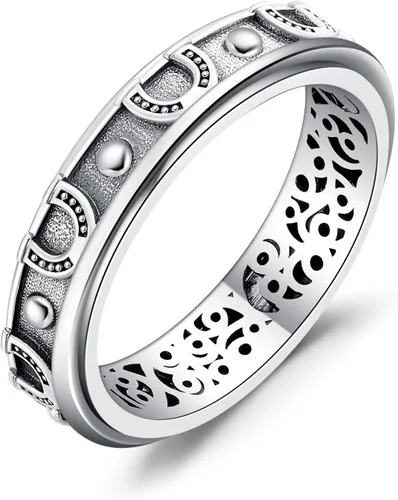 Vista 19 de YAFEINI Anillo giratorio de plata de ley para mujer, nudo celta, girasol, margarita, corazón, árbol de la vida, joyería de regalo para mujeres