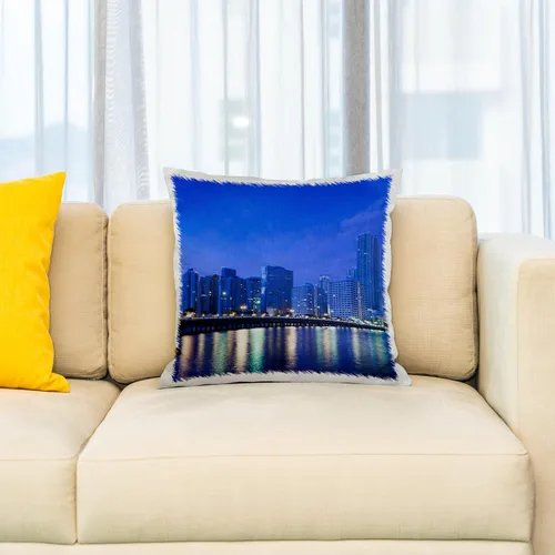 Vista 2 de 3dRose USA, Florida, Miami, City Skyline de Brickell Key, Dawn.-Funda de almohada, 16 por 16" (pc_205552_1)