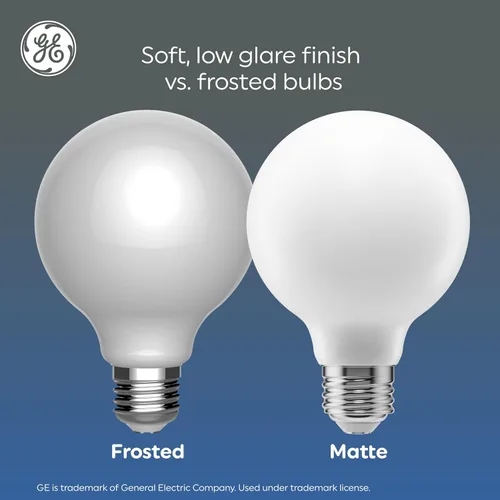 Vista 2 de GE Relax HD G25 LED Light Bulbs, Matte Finish, 40 Watt Replacement, Soft White (2 Pack)
