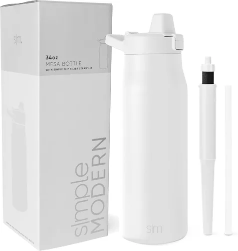 Vista 26 de Botella de agua filtrada Simple Modern Botellas de agua de viaje con filtro de carbono de acero inoxidable aislada Reutilizable para agua