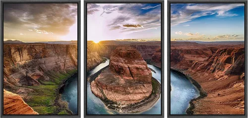 Vista 58 de wall26 Lienzo enmarcado para pared, juego de arte rojo, verde y amarillo, bosque de montaña otoñal, naturaleza, desierto, fotografía, realismo