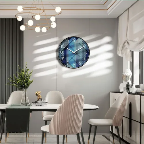 Vista 3 de Relojes de pared modernos que funcionan con pilas azules, reloj de pared analógico silencioso de gran pantalla, minimalista, redondo, tranquilo