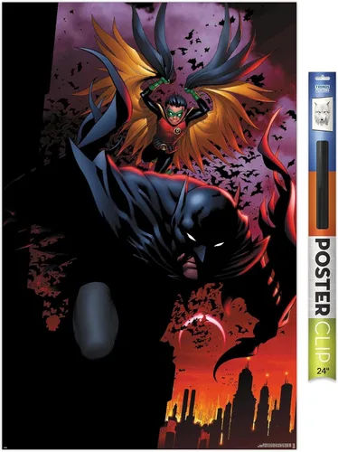 Vista 17 de Trends International DC Comics Batman - Póster de pared de ataque de Batman y Robin, 22.4 pulgadas de largo x 14.7 pulgadas, versión enmarcada