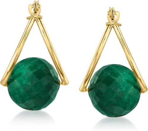 Vista 3 de Ross-Simons Gemstone Bead Double-Hoop Earrings in 14kt Yellow Gold