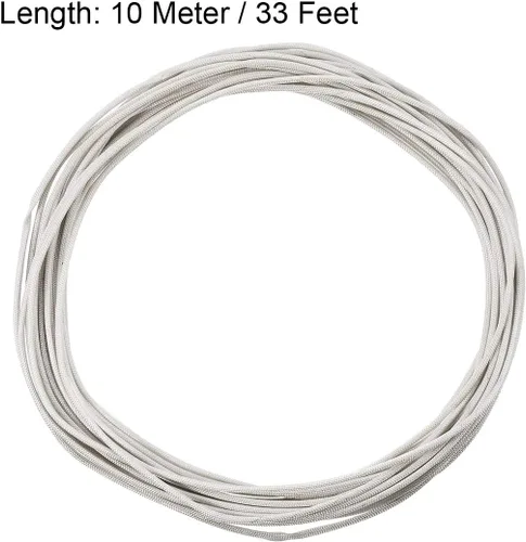 Vista 2 de uxcell Manga de la trenza del aislamiento, 33Ft-0.039 in alto TEMP manga de fibra de vidrio de silicona blanca