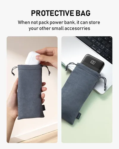 Vista 8 de Charmast Cargador portátil con cables incorporados, batería externa delgada de 10,000 mAh, cargador externo de alta velocidad con puerto USB C