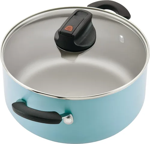 Vista 4 de Farberware Smart Control - Juego de ollas y sartenes antiadherentes, 14 piezas, color aguamarina