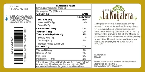 Vista 2 de La Nogalera - 2 libras de nueces picadas sin cáscara. Nueces de pecana crudas, sin cáscara, sin OMG, sin conservantes, sin pasteurizar, certificado