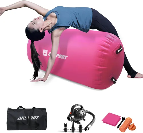 Vista 9 de AKSPORT Air Roller - Barril de aire para flexiones de espalda y resortes de mano, entrenamiento con bomba de aire eléctrica para uso Azul