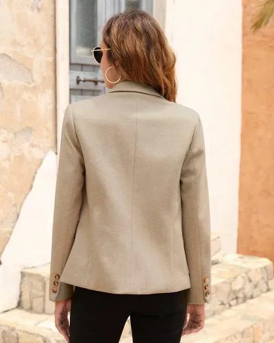 Vista 4 de BZB Blazers casuales de manga larga con solapa frontal abierta para el trabajo, la oficina, negocios, chaquetas cálidas